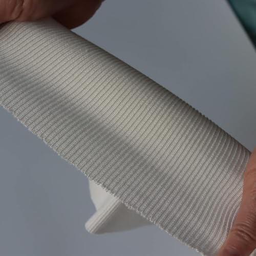 Image of TinaKim Ribbing Fabric for Sewing, Waistbands Collar Cuffs Trim Material (93 Strip of Milk White, by The Yard)