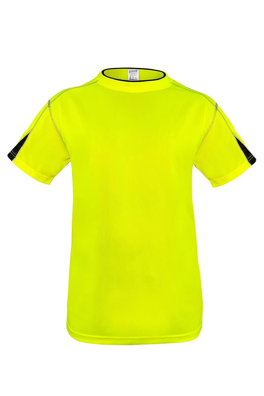 Fierce Safety NS350G Performance High Vis Safety Shirt with Moisture Wicking and Black Trim | Size: Large