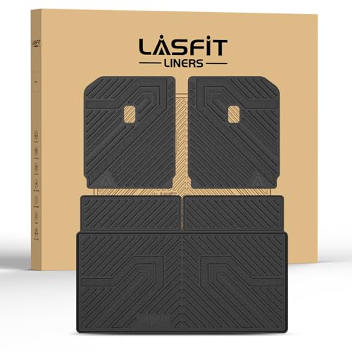 LASFIT Trunk Mat & Backrest Mats for Rivian R1S 2024 2023 2022 All Weather TPE Custom Fit Cargo Liner for R1S Cargo Mat Black Easy to Clean