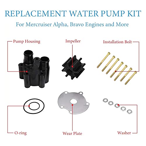 image for Tutor Auto Water Pump Housing and Impeller Repair Kit Replacement for 