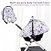 CARUILI Car Seat Cover Baby Girl, Warm Winter Carseat Cover for Baby, Purple Floral Infant Car Seat Canopy with Peep Window, for Protecting Baby from Wind & Sun, Kick-Proof & Windproof
