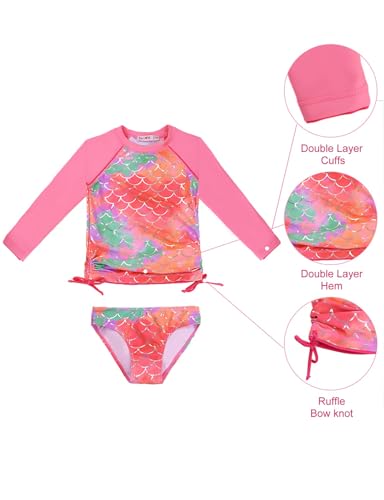 Image of weVSwe Girls Rash Guard Set 2-Piece UPF 50+ Sun Protection Swimsuit 2T-14 Years