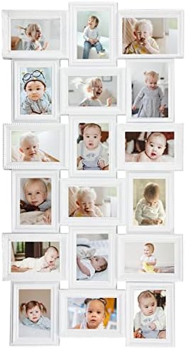 HELLO LAURA - Collage Picture Frames for Wall - 18 Large Photo Collage Frame in 4x6 Inch Elegant Family Picture Frames Collage Wall Decor Display Multiple Photos for Home