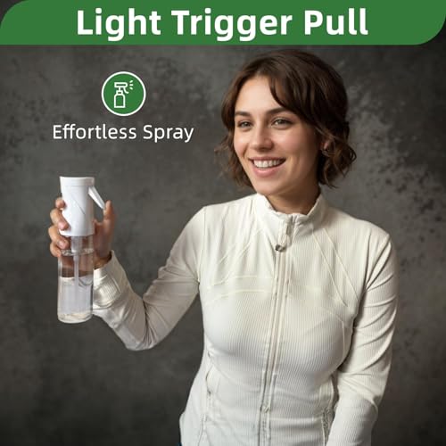 Continuous Spray Bottle – Patented Superior Ultra-Fine Mist Sprayer for Hair Styling, Plants & Cleaning, Durable 360° Leak-Proof BPA-Free Refillable Mister, White 300 ml / 10 oz4