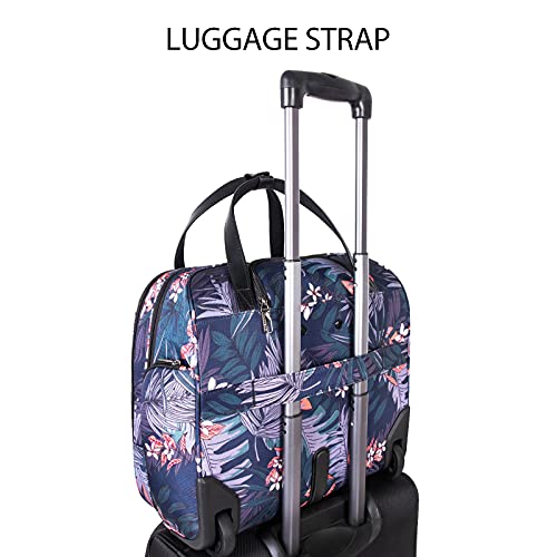 VANKEAN Rolling Laptop Case for Women & Men, Fits Up to 15.6 Inch Laptop, Carry On Briefcase with RFID Pockets, Water-Resistant, Multicolor, Floral Theme