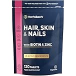 Hair Skin and Nails Vitamins | Biotin Hair Growth | with Biotin, Zinc and Selenium | Beauty Supplement for Women and Men | 120 Vegetarian Tablets | by Horbaach
