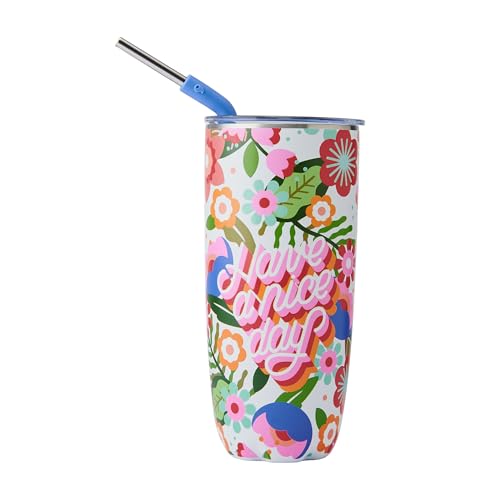 S'well x Steffi Lynn Stainless Steel Tumbler with Straw and Slide-Open Lid, 700ml, Artist Collab, Triple Layered Vacuum Insulated Containers Keeps Drinks Cold for 18 Hours and Hot for 5, BPA Free