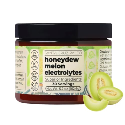 Image of Santa Cruz Paleo Electrolyte Powder, Honeydew Melon Flavor, Sugar Free Hydration Drink Mix with Himalayan Pink Salt, Sea Salt, Magnesium Glycinate, Potassium Chloride, Sweetened with Stevia, 30 Srvgs