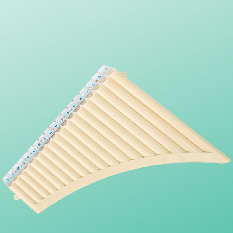 Panflöte aus Bambus Fallsichere Panflöte mit 18 Pfeifen aus Kunstharz – Traditionelles Holzblasinstrument Rice mit 18 Pfeifen in verschiedenen Farben(White)