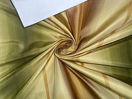 Taffetas de soie rayures dorées et vertes luxe pour haute couture TAFS#21