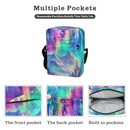 Crossbody Bag Moon Wolf Forest Messenger Bag for Women Men Purse Shoulder Bag Satchel Bag with Adjustable Strap 202b62032