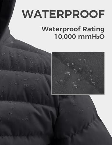 Image of wantdo Men's Quilted Puffer Jacket Hooded Winter Jacket Warm Puffer Coat | Detachable Hood,10000mm Waterproof Rating,Keep dry in light rain and snow,Recycled fabric,3 Pockets including 1 inner pocket