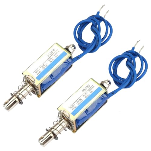 Electroimán de Solenoide de Tipo Pull Push, JF 0530B DC 6/12/24v 300mA 5N Electroimán Control de Automatización Solenoide Lineal (12V 2Pcs)
