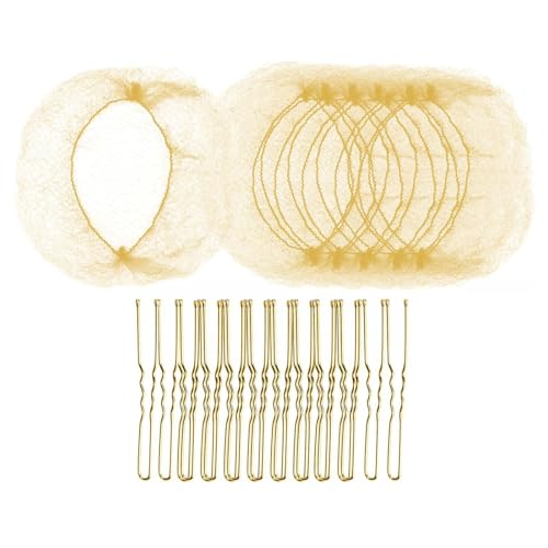 20 redecillas para moños, pasadores en forma de U y bordes elásticos invisibles, redecillas para el pelo para bailar o dormir