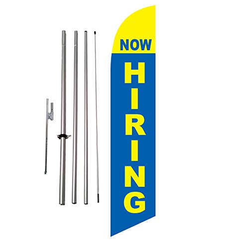 FFN FeatherFlagNation -Now Hiring Advertising Feather Banner Flag Kit with Spike