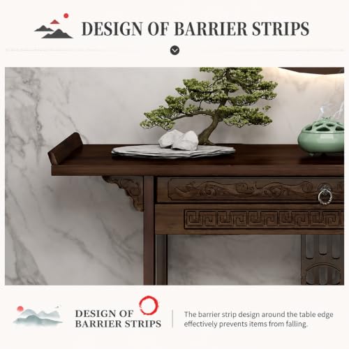 Consola de madera maciza con tallado de nubes mesa de salón vintage Zen 5