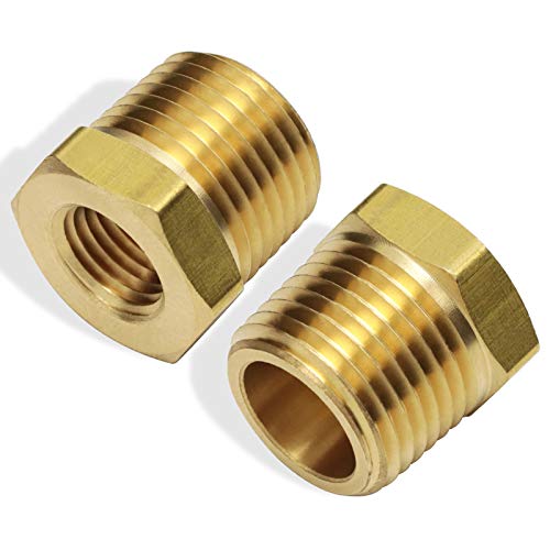 Boeray 2pcs 1/2 Inch NPT Male to 1/4 Inch NPT Female Reducer Brass Pipe Hose Tube Fitting Reducing Hex Head Bushing Adapter Convert by boeray - Used condition - US$6.68