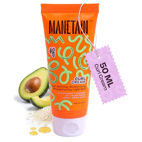 Image of MANETAIN Curl Cream 50ml for Curly & Wavy Hair | Frizz Control, Soft Hold & Moisturizing Styling Cream | Enhances Natural Curls, Reduces Frizz | Sulfate-Free, Paraben-Free, Vegan Hair Care