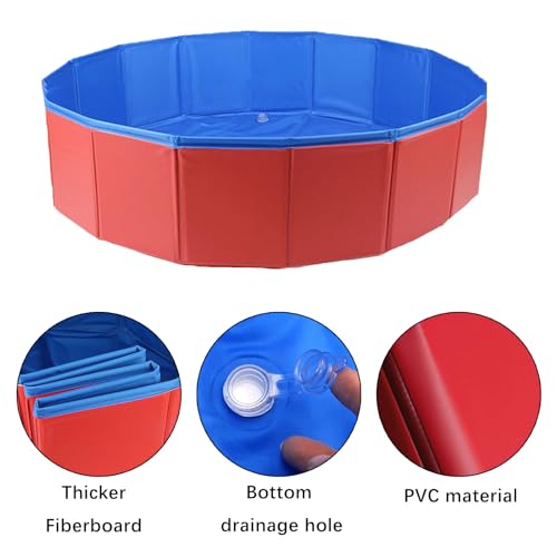 Hundepool, Faltbarer Hundepool, Tierpool, Planschbecken für Hunde, Tragbarer Hundepool, Haustierpool aus PVC, Hundepool für Hunde und Kinder (60 x 20 cm)