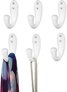 mDesign Wall Mount Decorative Metal Single Storage Organizer Hooks for Coats, Hoodies, Hats
