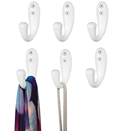 mDesign Wall Mount Decorative Metal Single Storage Organizer Hooks for Coats, Hoodies, Hats