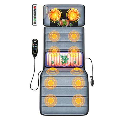 Colchoneta de Masaje Eléctrica con Calor Almohadilla de Masaje con 10 Motores Vibratorios Colchón de Masaje con Almohada para el Cuello Desmontable para Sofá Cama