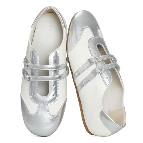 Image of BOSTANTEN Ballet Sneakers Mary Jane Flats for Women, Retro Trainer Style