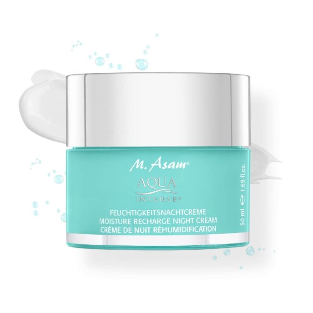 M. Asam Crema hidratante de noche Aqua Intense (50 ml) – Crema de noche con ácido hialurónico y silicio, crema facial hidratante, sin perfume y vegana, cuidado facial regenerador