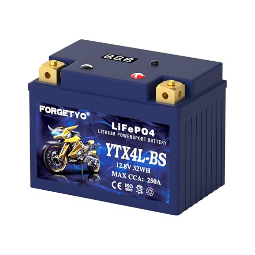 Image of Lithium YTX4L-BS, Forgetyo 12V 2.5AH 250CCA LiFePO4 Motorcycle Battery, ATV, UTV, Jet Ski, 4 Wheeler,Snowmobile,Tractor and Generator Battery