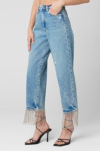 [BLANKNYC] Womens Baxter High Rise Denim Pant with Rhinestone Fringe2