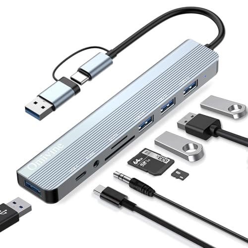 Acquista QGeeM Hub USB C a 8 porte per MacBook Pro Air Type C Hub 3.0 Adattatore TF SD 3,5 mm PD Aux HDMI Type C Hub per iPad Pro PC Splitter