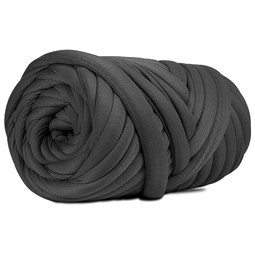 SOJITEK, DIY, 1 kg weiches Polyester-sperriges Garn für Handstricken, Decke, Kissen, Handtasche, Dunkelgrau, 41.5 Meter, Armstrickgarn für klobige, Überwurfdecke, Weben Handwerk Häkeln