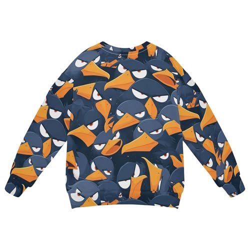 JUNZAN Cartoon Albatross Black Little Girls Sweatshirt Hoodie Crewneck Sweatshirts for Boys Athletic 4T2