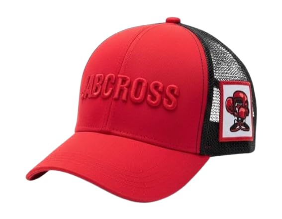 JABCROSS Knockout Premium Twill Cotton Baseball Cap 270 GSM Durable Fabric Structured Crown Adjustable Mesh Back Casual Streetwear Headwear (Red)