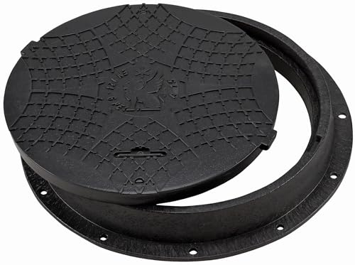 BABYLONPLAST Schachtabdeckung Schachtdeckel DN600/800 15 kN - Hochbelastbarer Kunststoff Kanaldeckel Ø 600/800mm 1500 kg Belastung mit Sicherungssystem Frost- und Witterungsbeständig (Schwarz)