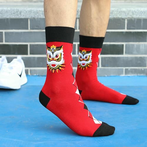 3 pairs - men's long tube plus size striped personality autumn and winter socks3