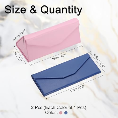 Image of PATIKIL Foldable Glasses Case, Triangle Magnetic Sunglasses Organizer Case PU Leather Hard Eyeglass Case for Women (2 Pcs)
