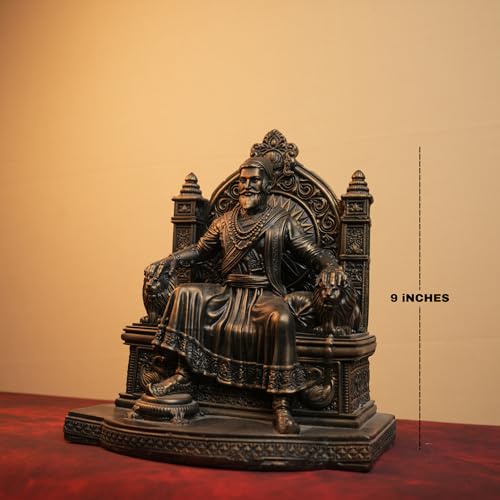 Image of Chhatrapati Shivaji Maharaj Idol 9 Inch | Antique Finish Resin Statue | Shivaji Maharaj Murti for Home Decor, Office, Gift