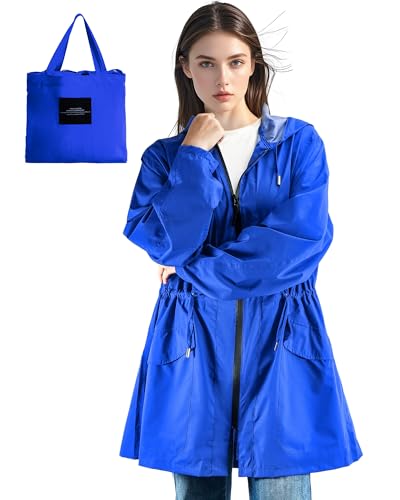 Catálogo de Impermeable Azul - los preferidos. 43 SOPPY - Impermeable impermeable para mujer, chamarra impermeable con capucha, ligera, unisex, para rompevientos, Azul marino, M