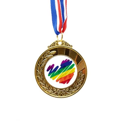 Medalla LGBT primera posición con lazo de honor y grabado de arcoíris