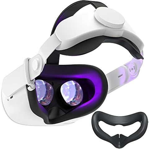 SUPERUS Head Strap & Silicone Face Cover Pad Compatible with Oculus/Meta Quest 2 Accessories, Enhanced Comfort, and Keep Your VR Headset Sweat-Free (Black) Cover