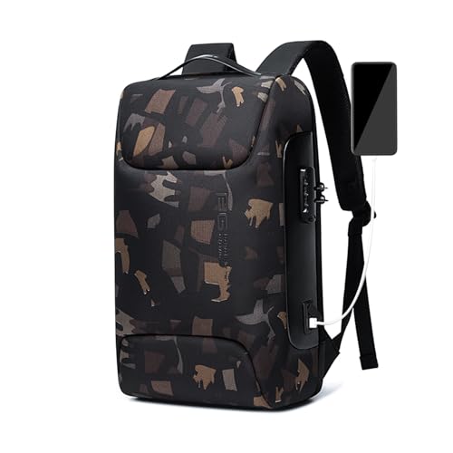 FANDARE Antifurto Zaino Zainetto Scuola con Porta USB Zaino per PC Portatile da Uomo Donna Borsa Universitaria Impermeabile Daypacks per Business Viaggio Lavoro Scuola Camo