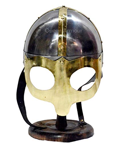 Queen Armour Viking MASK Deluxe Helmet Collectibles Medieval Helmets Silver
