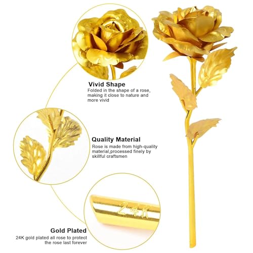 Image of 3pcs Golden Rose Artificial Flower Arrangement for Wedding, Birthday, Anniversary, House Warming Gift