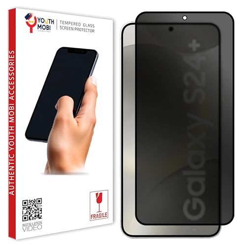 Image of Privacy Matte Tempered Glass Screen Protector Compatible for Samsung Galaxy S24 Plus (Black) with Edge to Edge Full Screen Coverage and Easy Installation Kit