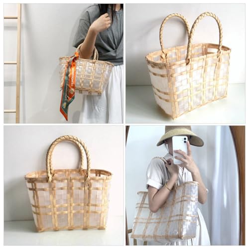 Cesta de mano pequeña de plástico DOITOOL, canasta tejida resistente para compras 8