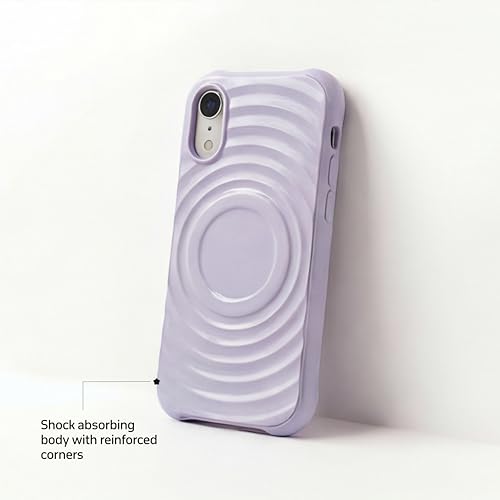 Image of amazon basics Shockproof Case for iPhone XR | Ripple Pattern | Camera Protection | Protective Cover with Enhanced Grip & Wireless Charging Support - Light Purple