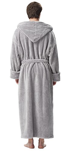 Arus Men's Fleece Robe, Long Hooded Turkish Bathrobe4