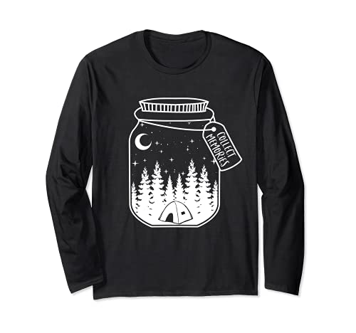 Collect Memories Cute Camping Jar Starry Night Sky Nature Manche Longue