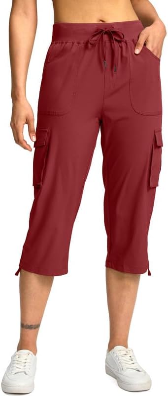 Pudolla Women's Cargo Capri Pants Lightweight Quick Dry Hiking Pants Summer Travel Casual Capris with 5 Pockets - Image 2